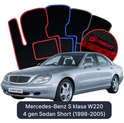 Velour car mats OMEVO for Mercedes-Benz S Class W220 4 gen Sedan Short (1998-2005)