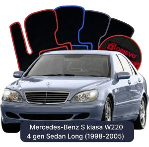 OMEVO Velour Car Mats for Mercedes-Benz S Class W220 4 gen Sedan Long (1998-2005)