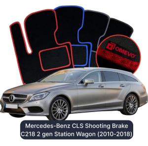 OMEVO Velour Car Mats for Mercedes-Benz CLS Shooting Brake C218 2 gen Station Wagon (2010-2018)