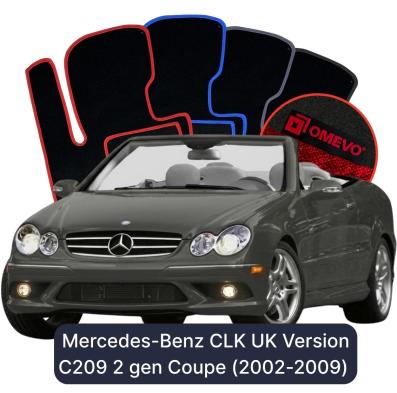 Velour car mats OMEVO for Mercedes-Benz CLK C209 2 gen Coupe UK Version (2002-2009)