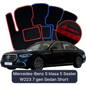 OMEVO Velour Car Mats for Mercedes-Benz S Class 5 Seater W223 7 gen Sedan Short (2020-2023)