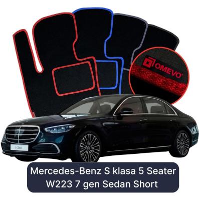 Velour car mats OMEVO for Mercedes-Benz S Class 5 Seater W223 7 gen Sedan Short (2020-2023)