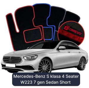 OMEVO Velour Car Mats for Mercedes-Benz S Class 4 Seater W223 7 gen Sedan Short (2020-2023)