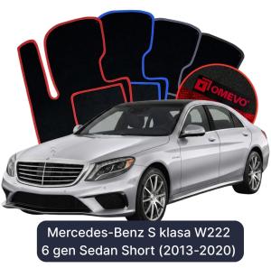 OMEVO Velour Car Mats for Mercedes-Benz S Class W222 6 gen Sedan Short (2013-2020)