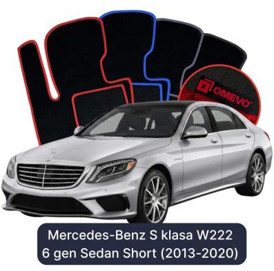 Velour car mats OMEVO for Mercedes-Benz S Class W222 6 gen Sedan Short (2013-2020)