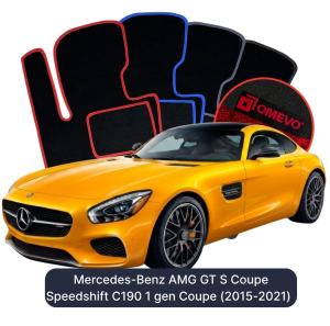 OMEVO Velour Car Mats for Mercedes-Benz AMG GT S Coupe Speedshift C190 1 gen Coupe (2015-2021)