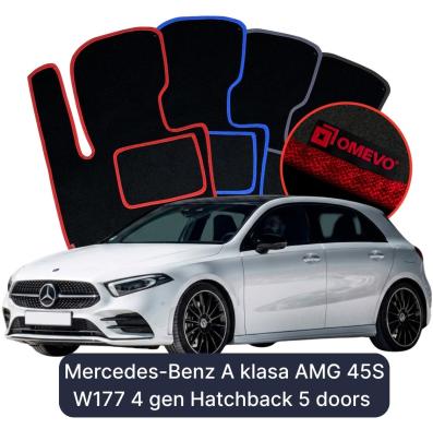 Velour car mats OMEVO for Mercedes-Benz A Class AMG 45S W177 4 gen Hatchback 5 doors (2019-2025)