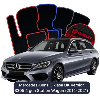 Velour car mats OMEVO for Mercedes-Benz C Class S205 4 gen Station Wagon UK Version (2014-2021)