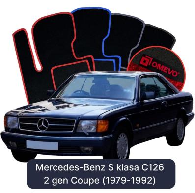 Velour car mats OMEVO for Mercedes-Benz S Class C126 2 gen Coupe (1979-1992)