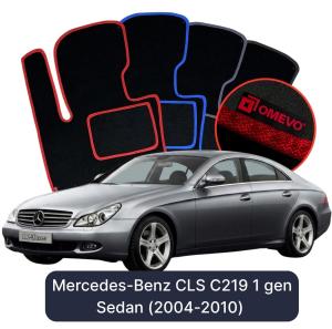 OMEVO Velour Car Mats for Mercedes-Benz CLS C219 1 gen Sedan (2004-2010)