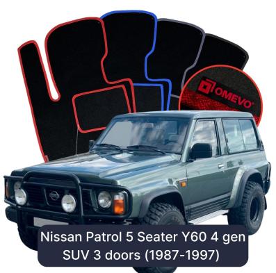 Velour car mats OMEVO for Nissan Patrol 5 Seater Y60 4 gen SUV 3 doors (1987-1997)