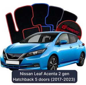 OMEVO Velour Car Mats for Nissan Leaf Acenta 2 gen Hatchback 5 doors (2017-2023)