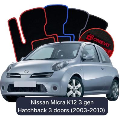 Velour car mats OMEVO for Nissan Micra K12 3 gen Hatchback 3 doors (2003-2010)