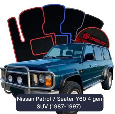 Velour car mats OMEVO for Nissan Patrol 7 Seater Y60 4 gen SUV (1987-1997)