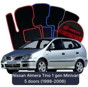 OMEVO Velour Car Mats for Nissan Almera Tino 1 gen Minivan 5 doors (1998-2006)