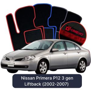 OMEVO Velour Car Mats for Nissan Primera P12 3 gen Liftback (2002-2007)