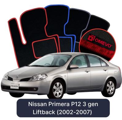 Velour car mats OMEVO for Nissan Primera P12 3 gen Liftback (2002-2007)