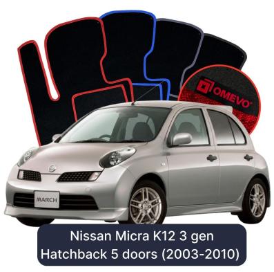 Velour car mats OMEVO for Nissan Micra K12 3 gen Hatchback 5 doors (2003-2010)