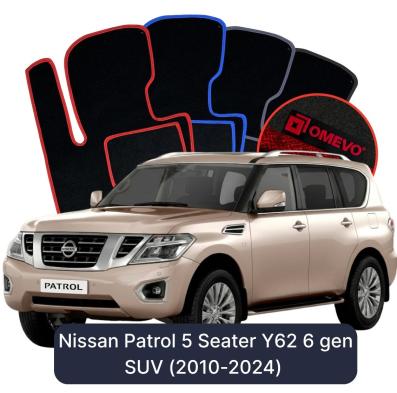 Velour car mats OMEVO for Nissan Patrol 5 Seater Y62 6 gen SUV (2010-2024)