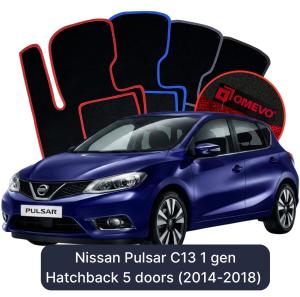 OMEVO Velour Car Mats for Nissan Pulsar C13 1 gen Hatchback 5 doors (2014-2018)