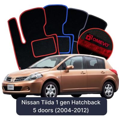 Velour car mats OMEVO for Nissan Tiida 1 gen Hatchback 5 doors (2004-2012)