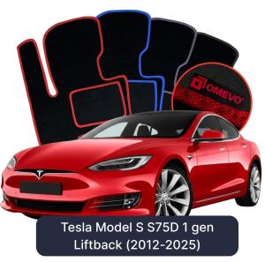 OMEVO Velour Car Mats for Tesla Model S S75D 1 gen Liftback (2012-2025)