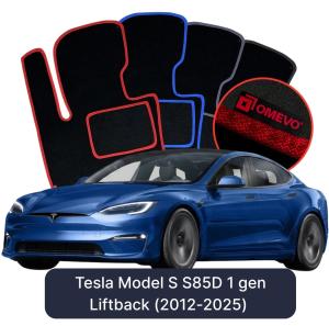OMEVO Velour Car Mats for Tesla Model S S85D 1 gen Liftback (2012-2025)