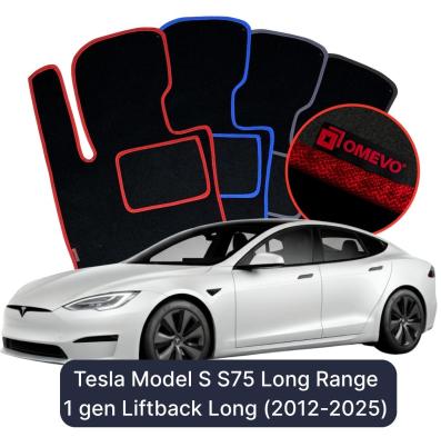 Velour car mats OMEVO for Tesla Model S S75 Long Range 1 gen Liftback Long (2012-2025)