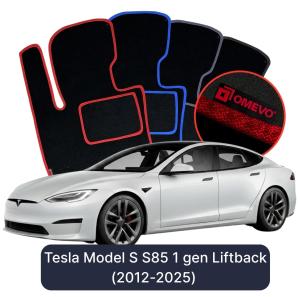 OMEVO Velour Car Mats for Tesla Model S S85 1 gen Liftback (2012-2025)