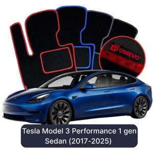 OMEVO Velour Car Mats for Tesla Model 3 Performance 1 gen Sedan (2017-2025)