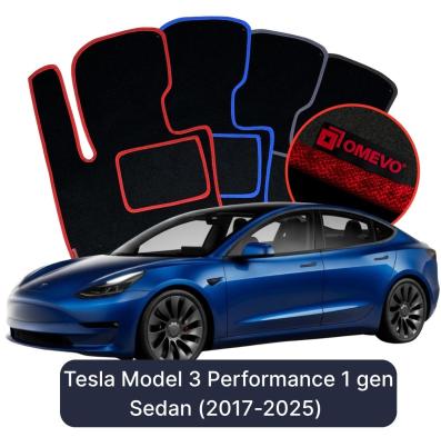 Velour car mats OMEVO for Tesla Model 3 Performance 1 gen Sedan (2017-2025)