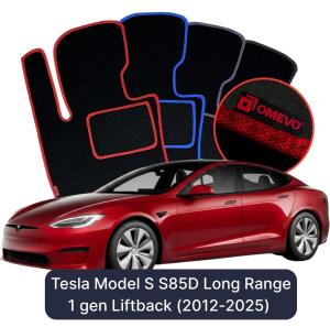 OMEVO Velour Car Mats for Tesla Model S S85D Long Range 1 gen Liftback (2012-2025)