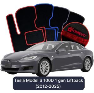 OMEVO Velour Car Mats for Tesla Model S 100D 1 gen Liftback (2012-2025)