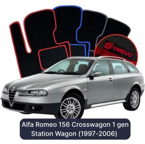 OMEVO Velour Car Mats for Alfa Romeo 156 Crosswagon 1 gen Station Wagon (1997-2006)