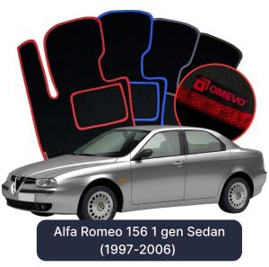 OMEVO Velour Car Mats for Alfa Romeo 156 1 gen Sedan (1997-2006)