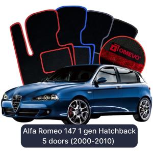 OMEVO Velour Car Mats for Alfa Romeo 147 1 gen Hatchback 5 doors (2000-2010)