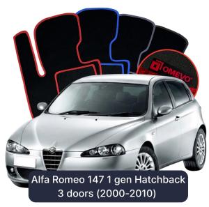 OMEVO Velour Car Mats for Alfa Romeo 147 1 gen Hatchback 3 doors (2000-2010)