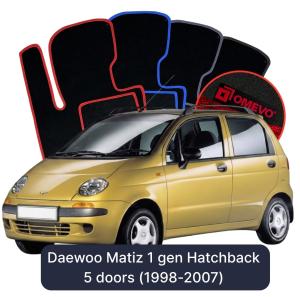 OMEVO Velour Car Mats for Daewoo Matiz 1 gen Hatchback 5 doors (1998-2007)