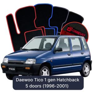 OMEVO Velour Car Mats for Daewoo Tico 1 gen Hatchback 5 doors (1996-2001)
