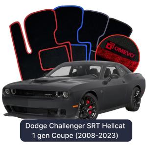 OMEVO Velour Car Mats for Dodge Challenger SRT Hellcat 1 gen Coupe (2008-2023)