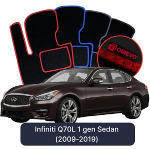 OMEVO Velour Car Mats for Infiniti Q70L 1 gen Sedan (2009-2019)