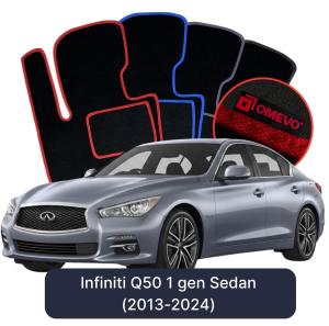 OMEVO Velour Car Mats for Infiniti Q50 1 gen Sedan (2013-2024)