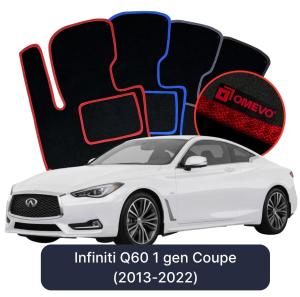 OMEVO Velour Car Mats for Infiniti Q60 1 gen Coupe (2013-2022)