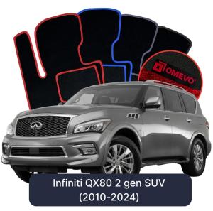 OMEVO Velour Car Mats for Infiniti QX80 2 gen SUV (2010-2024)