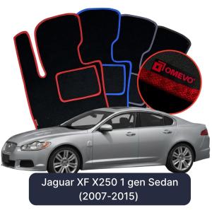 OMEVO Velour Car Mats for Jaguar XF X250 1 gen Sedan (2007-2015)