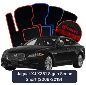 OMEVO Velour Car Mats for Jaguar XJ X351 8 gen Sedan Short (2009-2019)