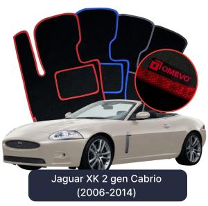 OMEVO Velour Car Mats for Jaguar XK 2 gen Cabrio (2006-2014)