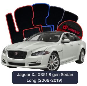 OMEVO Velour Car Mats for Jaguar XJ X351 8 gen Sedan Long (2009-2019)