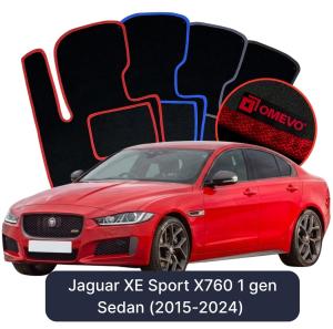 OMEVO Velour Car Mats for Jaguar XE Sport X760 1 gen Sedan (2015-2024)
