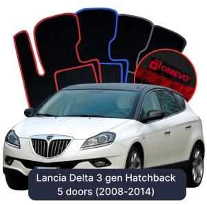 OMEVO Velour Car Mats for Lancia Delta 3 gen Hatchback 5 doors (2008-2014)